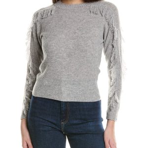 Hannah Rose Fringe Sleeve Pullover aus Wolle und Kaschmir