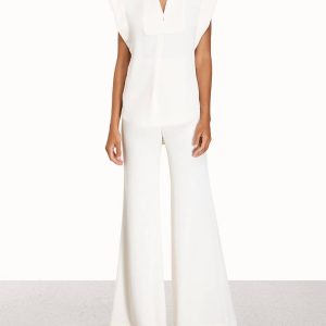 Damen Flare Hosen in Creme