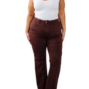 hohe Taille Kontrolle Top Flare Jeans in Espresso – 7706170654780