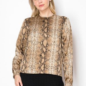 Snake Print Langarm Top 7832921931836