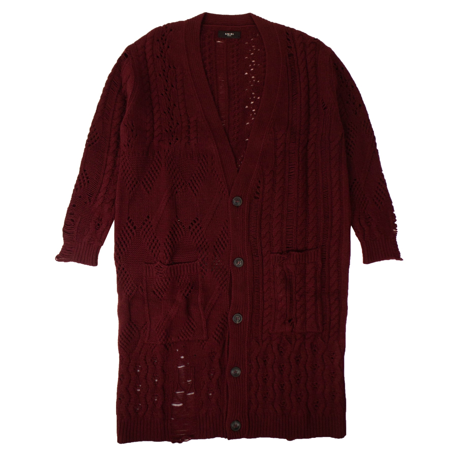 Burgunderroter, übergroßer Multipoint-Strickjacke für Herren