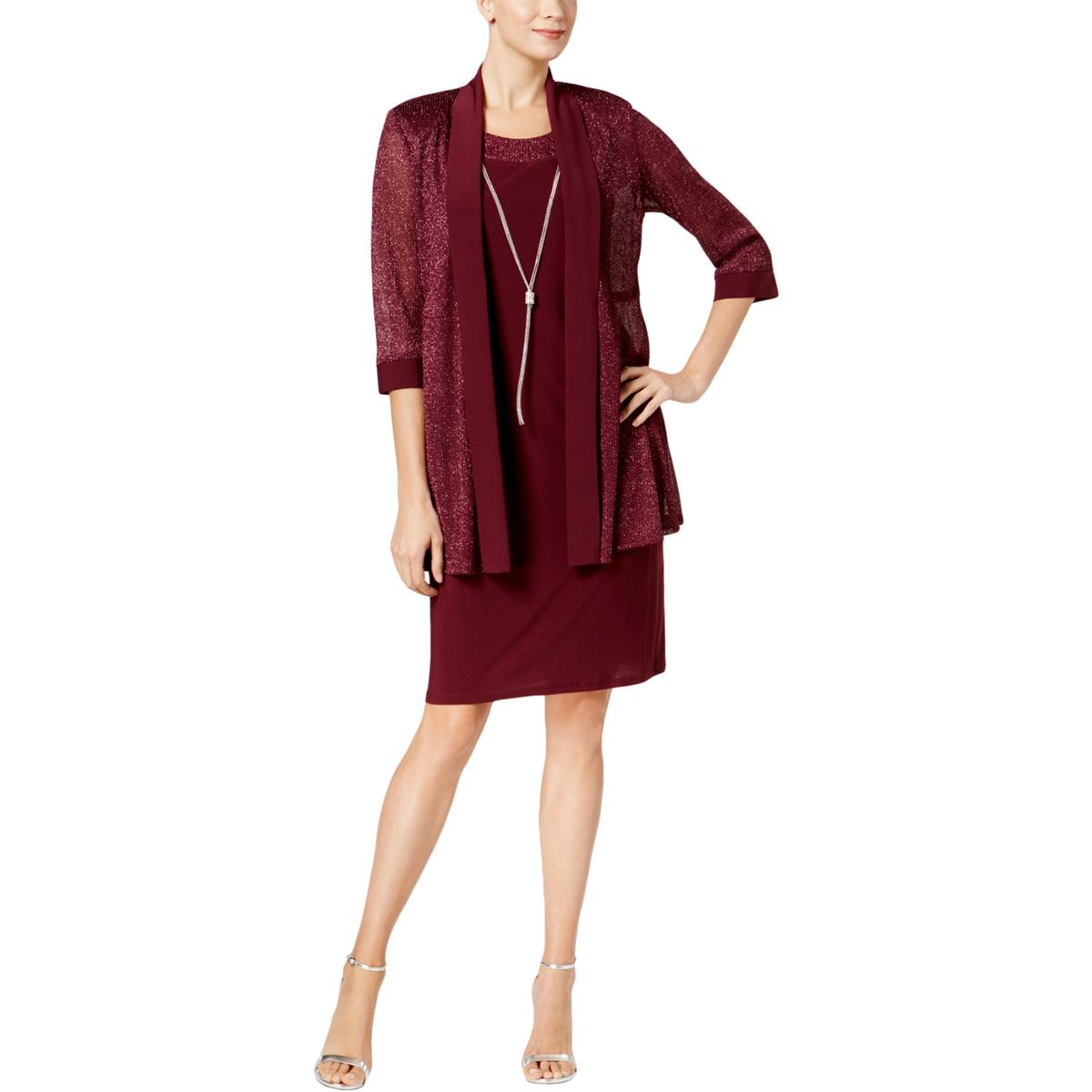 2 Piece Metallic ärmelloses Kleid und Jacke Set