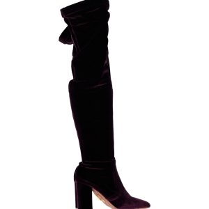 Aquazzura Knee Stiefel aus violettem Samt 7748759879740