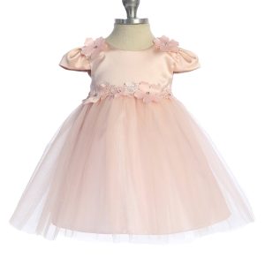 Blumenmädchenkleid für Mädchen mit flatternden Ärmeln und Blumenapplikation, 3–24 Monate