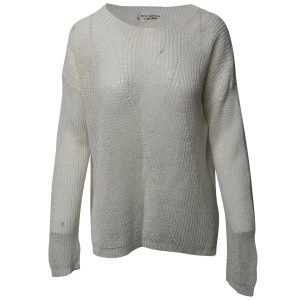 Nili Lotan – Strickpullover in Netzstruktur aus weißem Leinen