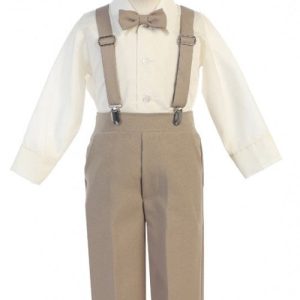 Baby Jungen Khaki verstellbar Clip-on Hosenträger Hut Set 6-24M