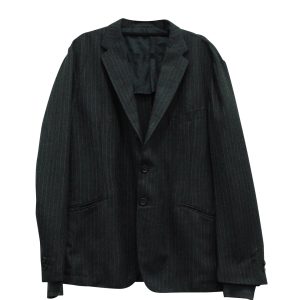 Yves Saint Laurent Pinstripe Casual Jacke mit Manschette aus grauer Wolle 7703689166908