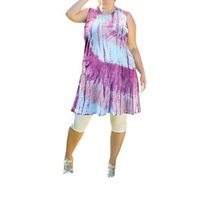 Tie Dye ärmelloses Ana Tankkleid – plus Größe in lila Krawattenfarbe