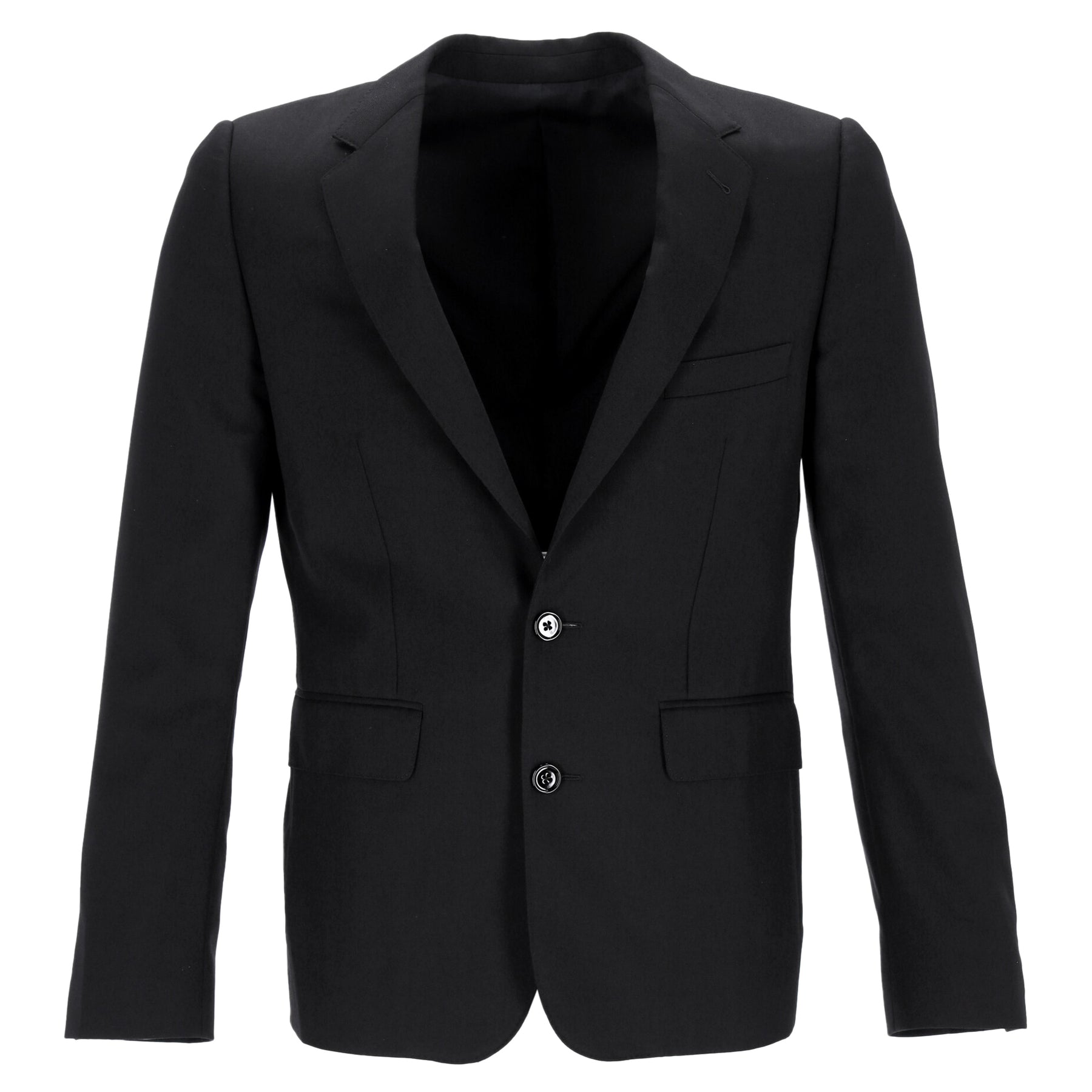 Celine Einreihiger Blazer aus schwarzer Wolle 7748644569148