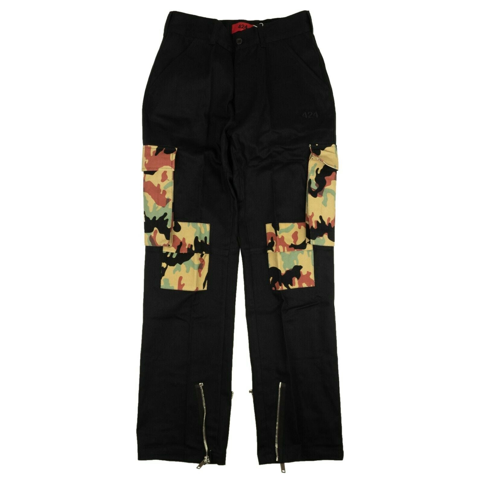 424 On Fairfax Camo Cargo Hose – schwarz/braun/grün