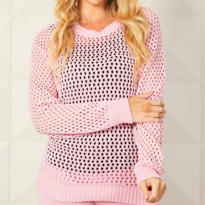 Gehäkelter Pullover mit Rundhalsausschnitt in „Blush“