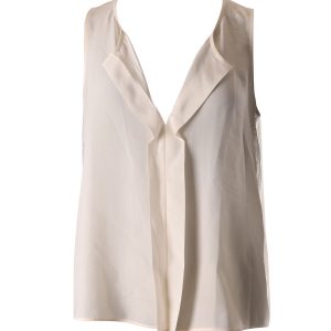 Alice & Olivia Lace Panel ärmelloses Oberteil aus creme Seide 7766542909500