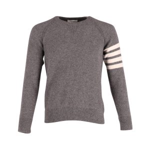 Thom Browne 4-Bar Crewneck Pullover Sweatshirt in grau Kaschmir 7748916936764