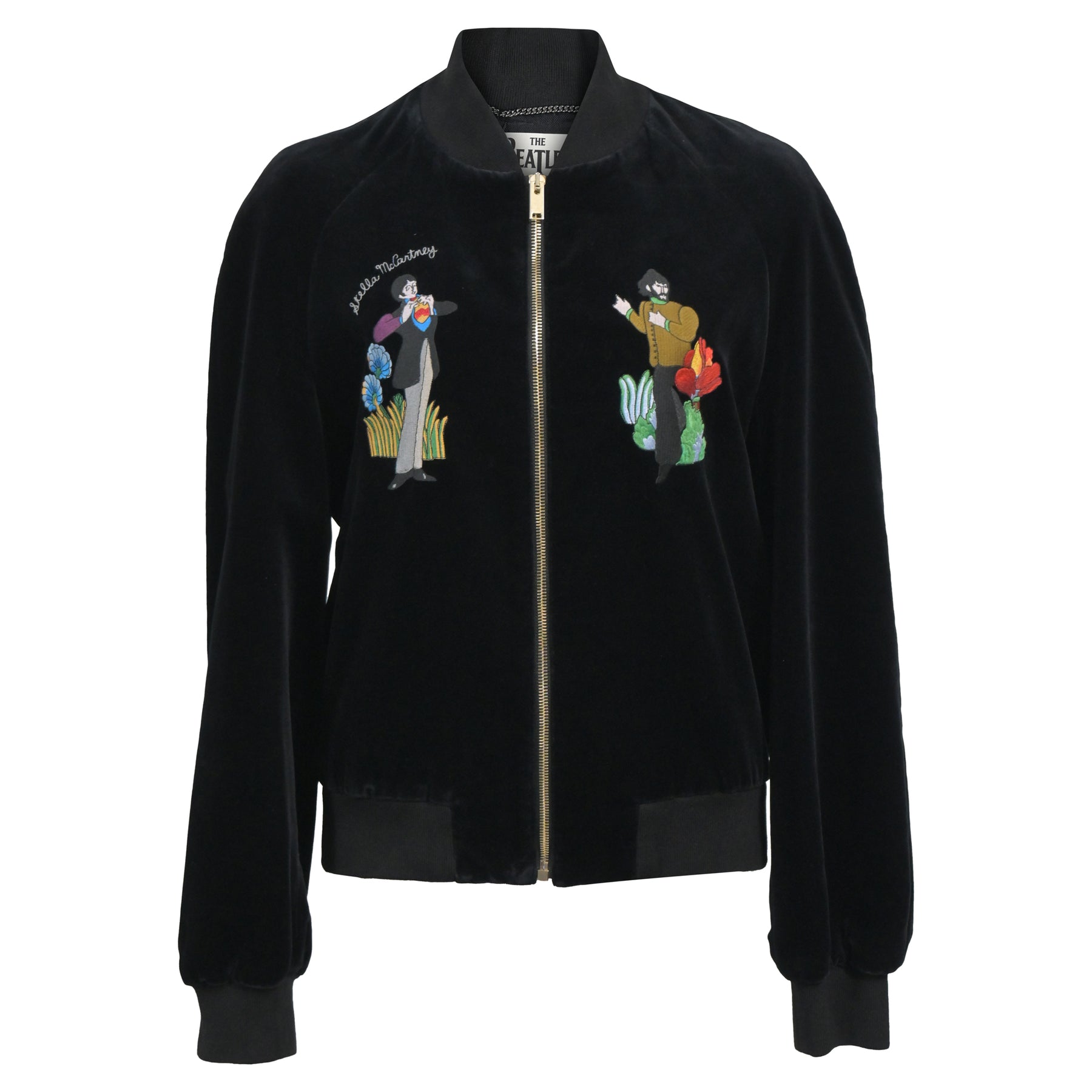 Stella McCartney All Together Now Bomber Jacke aus schwarzem Samt 7765037809724