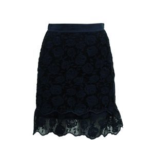 Sandro Dee Rose Pattern Lace Rock aus marineblauem Polyester 7833174966332