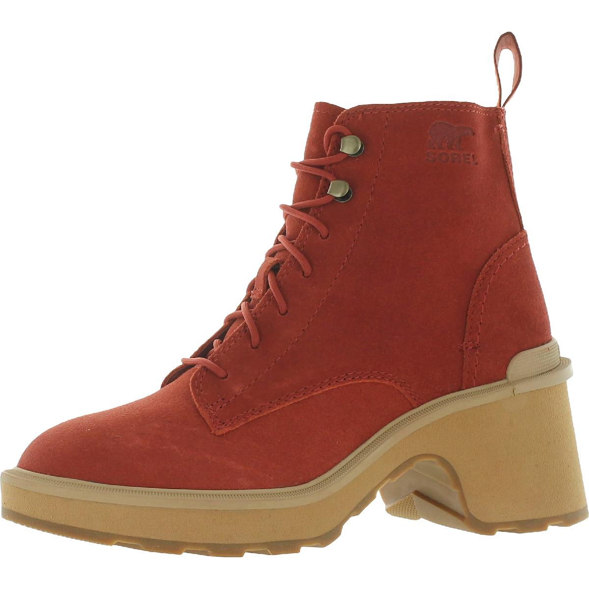 Schnür-Stiefeletten aus Leder mit Hi-Line-Absatz und Schnürung