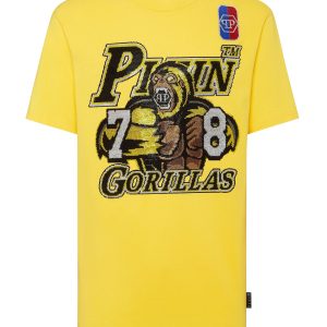 t-shirt rund Hals ss Basketball mit Kristallen