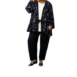 Edyth Plus Size Jacke in schwarz Batik