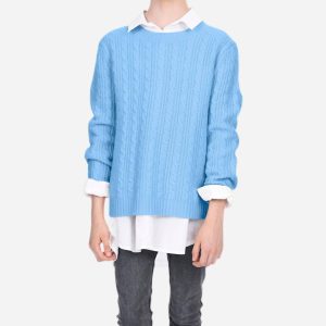 Zopfstrickpullover für Mädchen in Himmelblau 7733637775420
