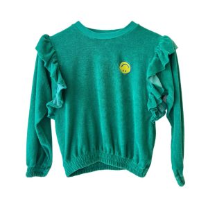 Mädchen smiley Frottee Sweatshirt in grüner See 7733689581628