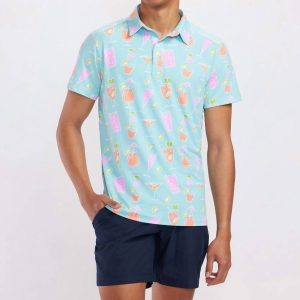 Cocktail Caddy Golf Polo in blau multi