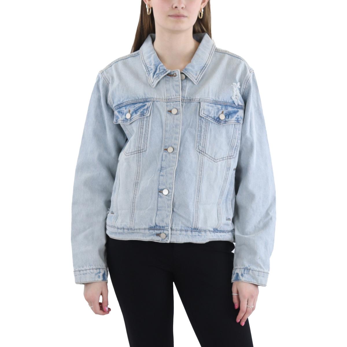Zerrissene Jeansjacke mit Häkelrücken
