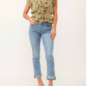 Blair Mid Rise Straight Leg Jeans im hellen Denim