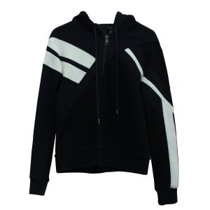 Neil Barrett Geometric Print Zip Up Kapuzenjacke in schwarz lyocell 7833203998780