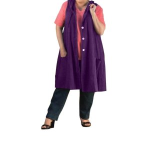 Einfarbige ärmellose Weste aus Crinkle-Baumwolle in großen Größen in „Auber Purple“