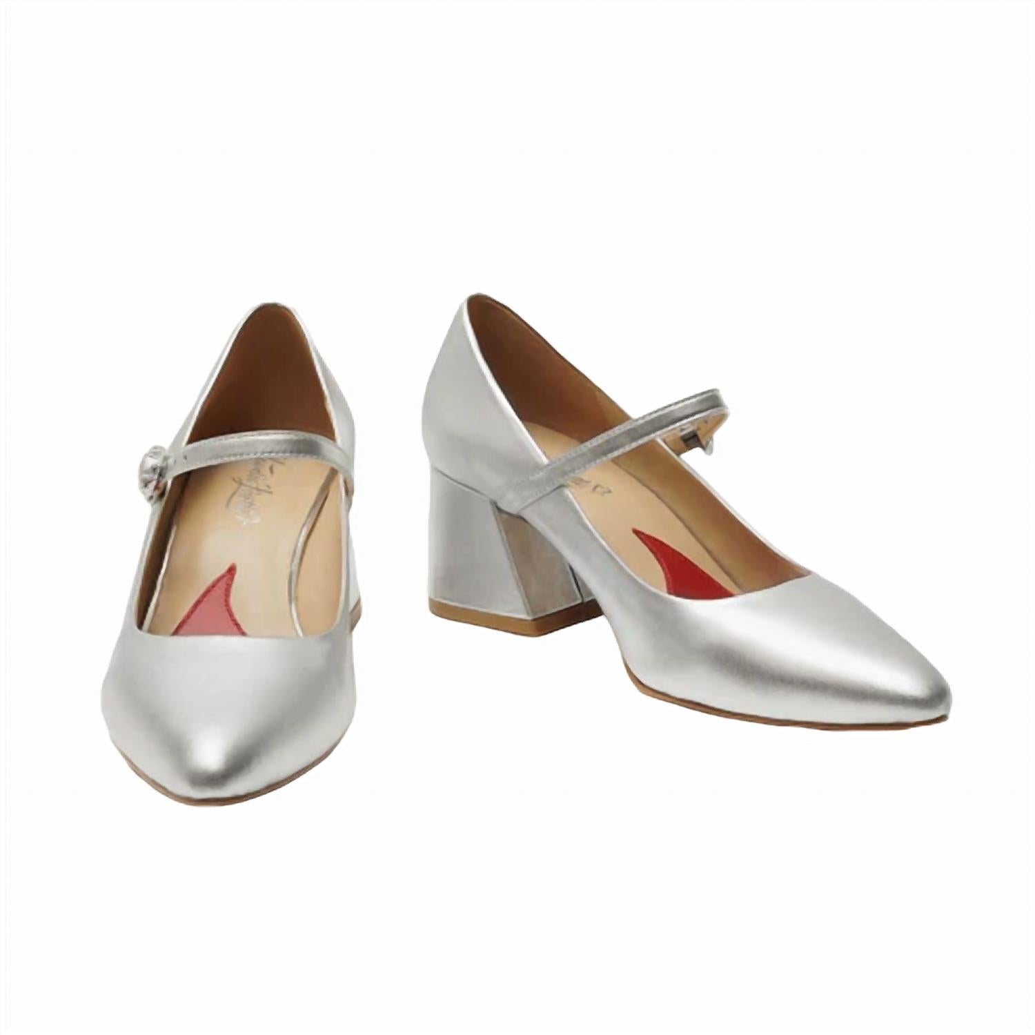 Damen Mary Block Absatz in Silber 7827054428220