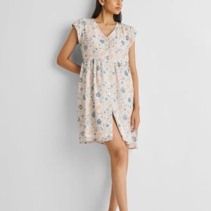 cap Ärmel Kurzes Kleid in Blumen