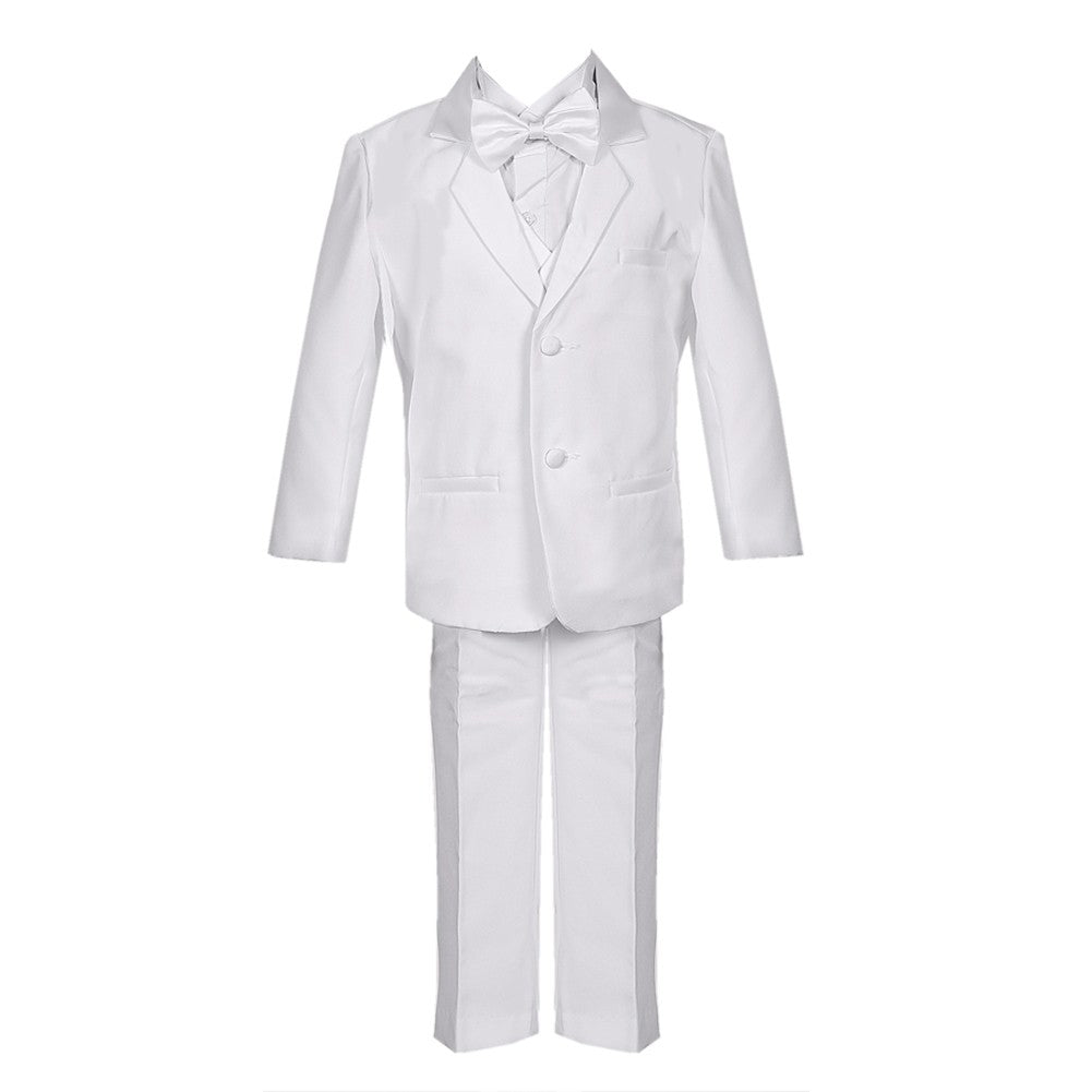 Weißer 5-teiliger Smokinganzug für große Jungen, Weste, Jacke, Hose, für besondere Anlässe, 8–14