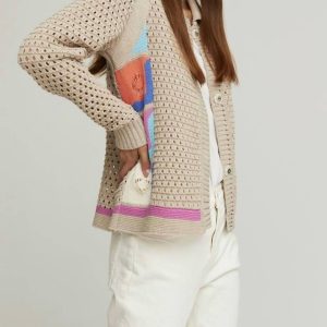 Mandel Strickjacke in beige/multi