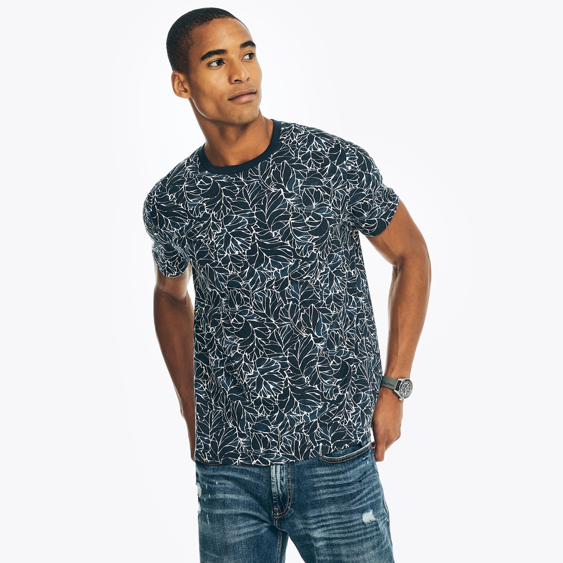 Nautica Nachhaltig gefertigtes Herren-T-Shirt mit Palmen-Print