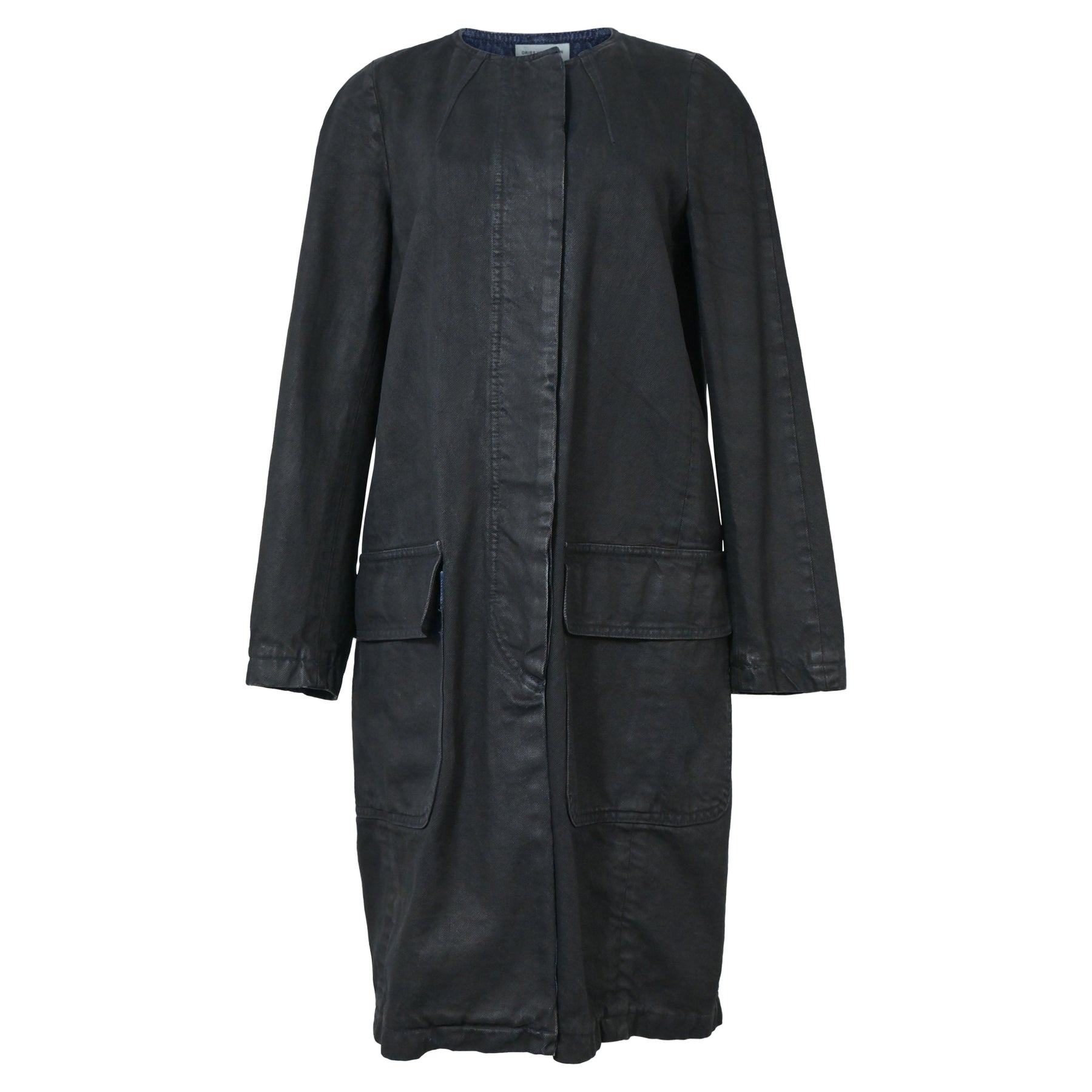 Dries Van Noten Langmantel aus schwarzer Baumwolle 7748758143036