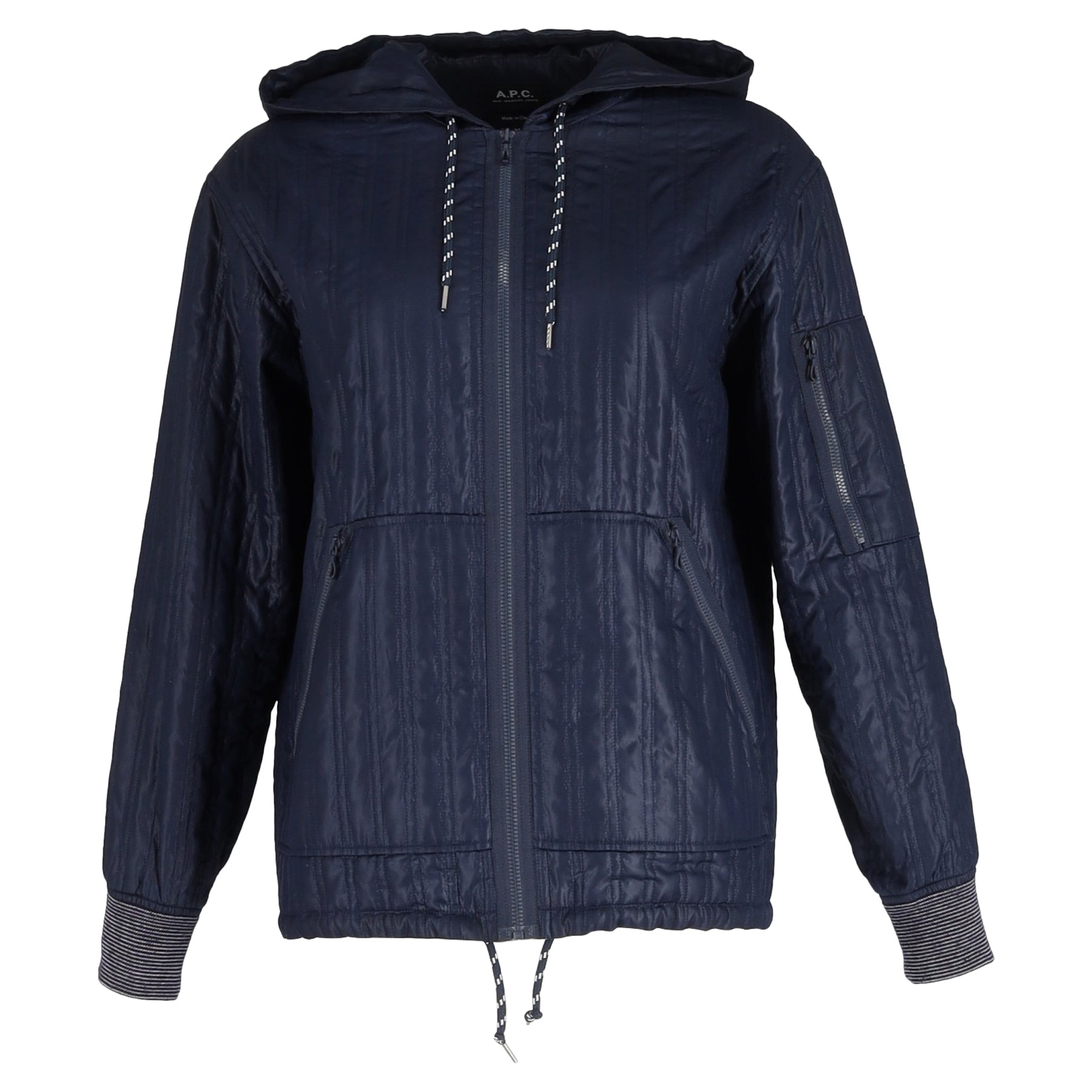 A.P.C. gesteppte Reißverschluss Jacke in Marineblau Polyester