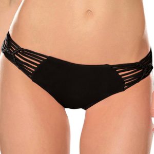 Damen elektrischer Strom solide Macrame Hipster Bikini Boden in schwarz 7668100399164