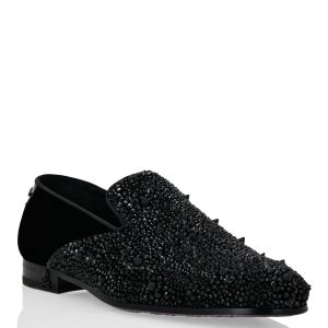 Loafer aus Samt mit Steinverzierungen – 7670503505980
