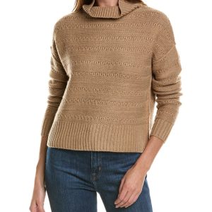 Forte Kaschmir crop texturierte Mock Hals Wolle & Kaschmir-Bleder Pullover