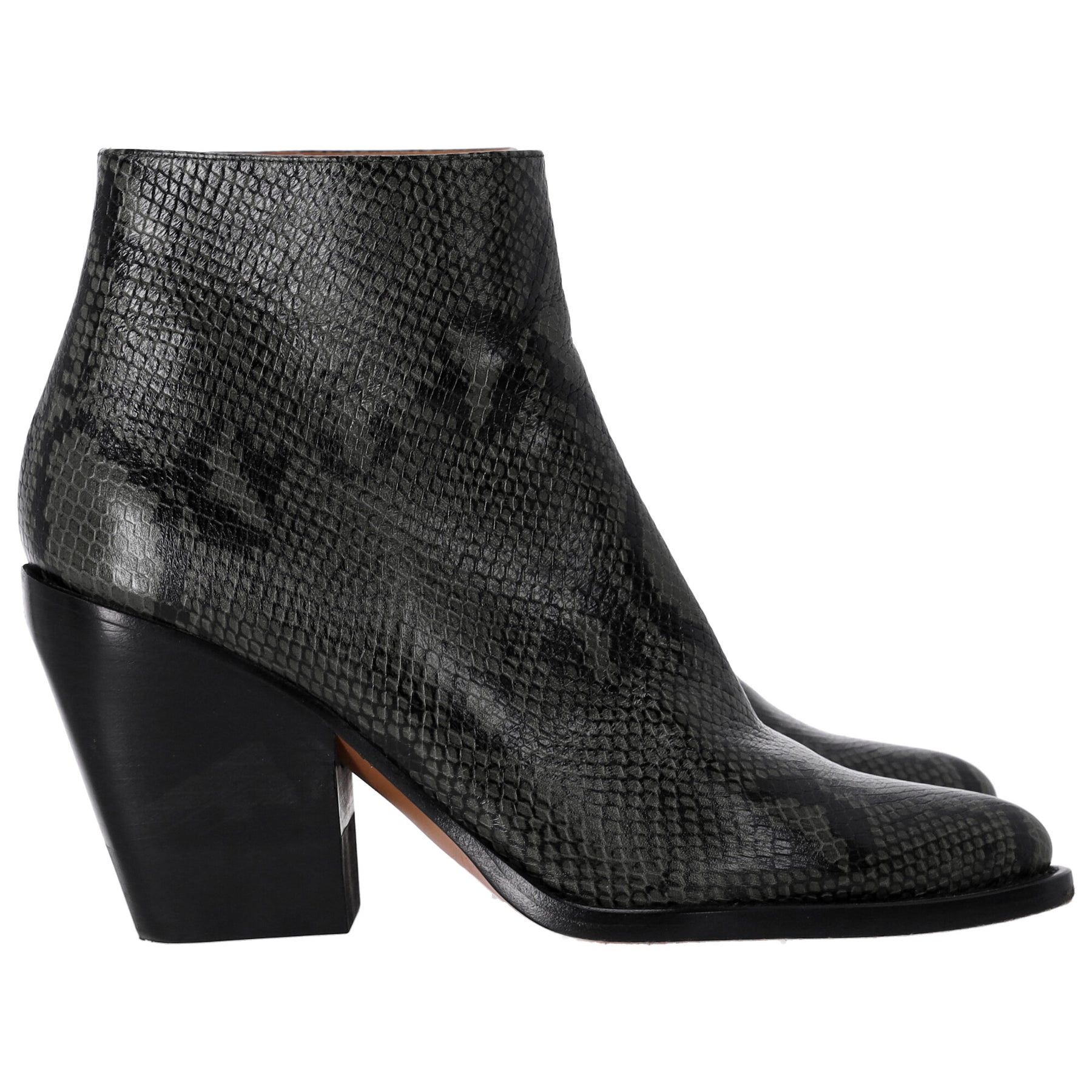Chloé Rylee Python-Print Stiefeletten in grünem Leder 7748676943932
