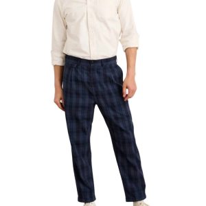Standard – Hose mit Falten in „Navy Madras“