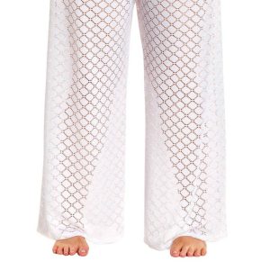 Plus Size Lattice Beach Cover Up Hose in weiß
