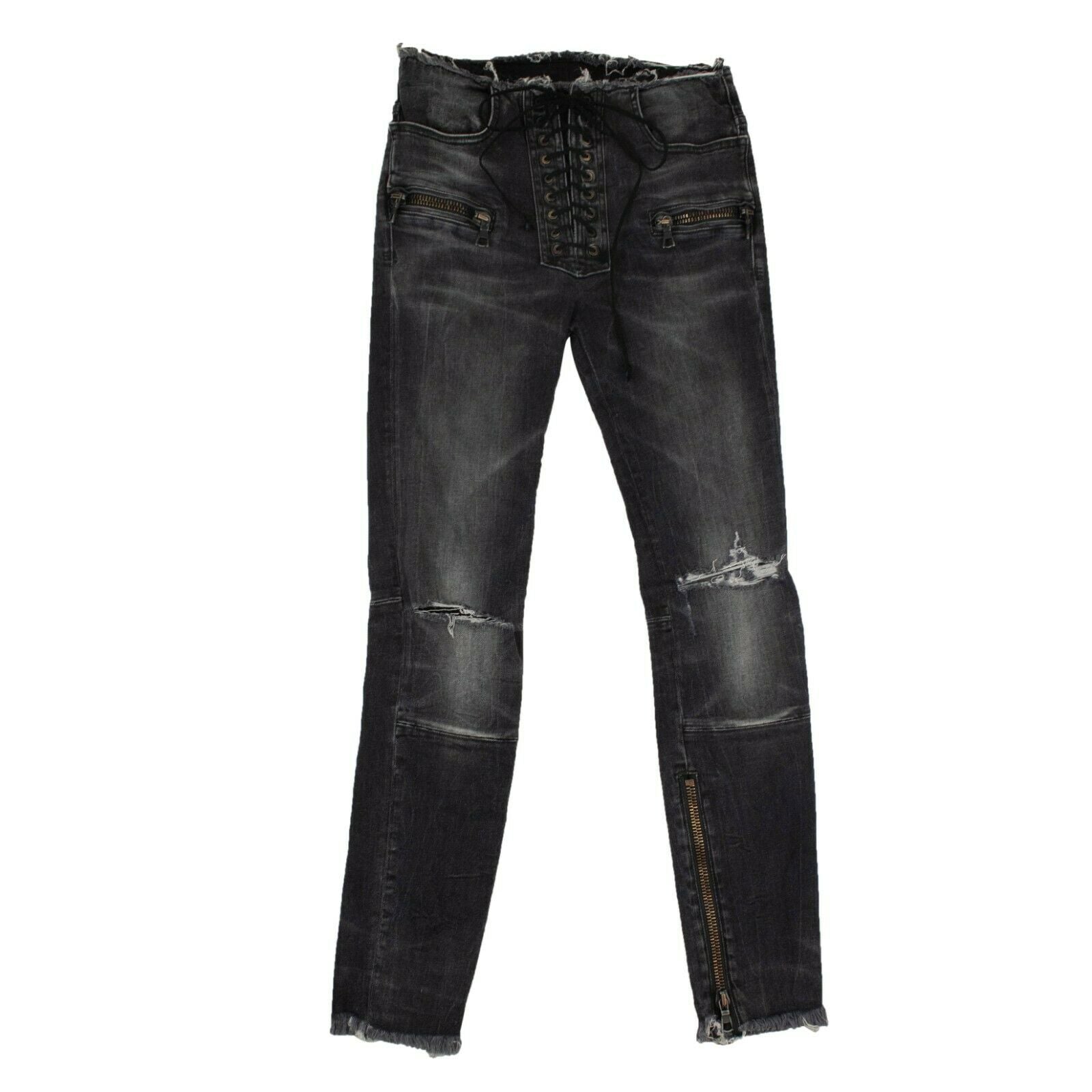 Unravel Project dunkel mit Schnürung Skinny Jeans – Denim