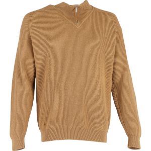 Zegna Half Zip Pullover aus brauner Wolle 7748747722812