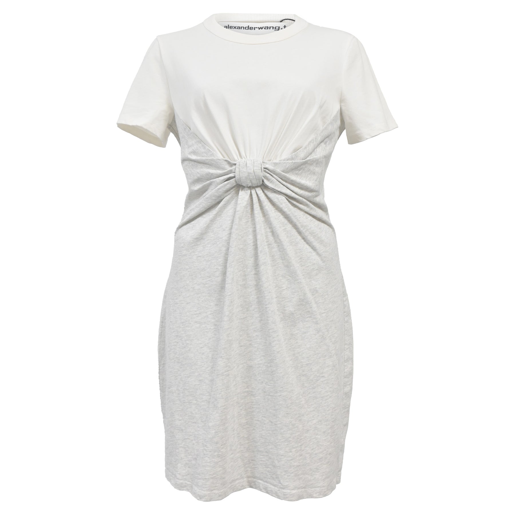 Alexander Wang T Knotted T-Shirt Kleid aus weißer Baumwolle 7766510239804