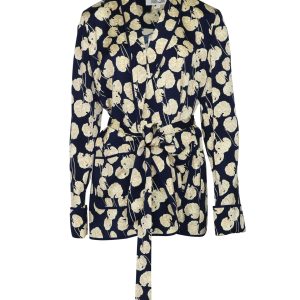 Diane Von Furstenberg Kimono Wrap Jacke in Marineblau Viskose 7766522003516
