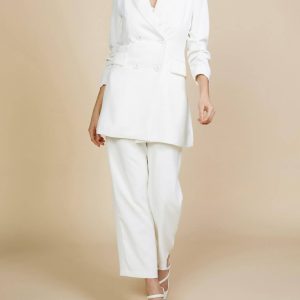 Maßgeschneiderter zweireihiger Blazer in Weiß