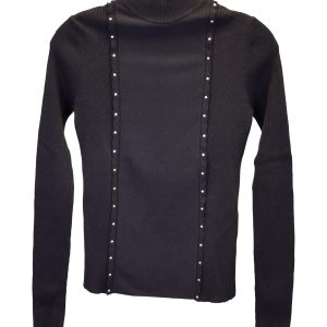 roter valentino Rollkragenpullover in schwarzer Viskose 7748658495548