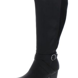 Damen Kunstleder große kniehohe Stiefel