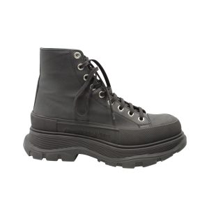 Alexander McQueen Tread Slick mit Schnürbooten aus schwarzem Kalbsleder 7703692869692